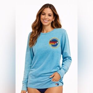 Aviator Nation Venice CA Rainbow Surfer Logo Thermal Long Sleeve Tee M NWOT